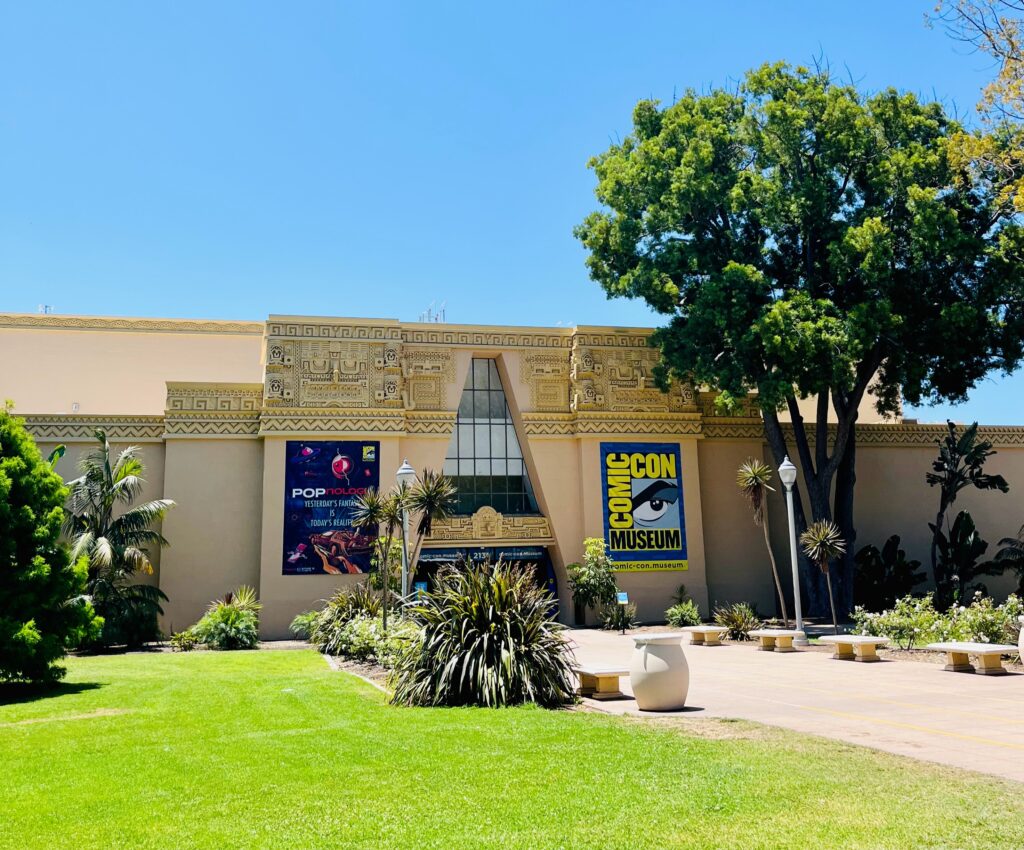 Comic Con Museusm at Balboa Park, outside in San Diego,
